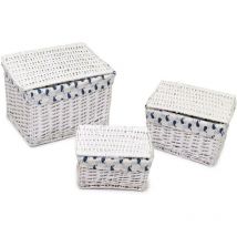 Ismaele 1-3 boîte en osier rectangulaire blanche cm45x35h30