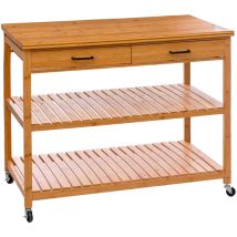Five Simply Smart - Isola Per Cucina 4 Livelli Con Ruote In Bambù 90x108cm