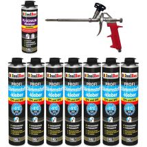 Isolbau - Adhésif d'isolation Mousse adhésive 7 x 750 ml Adhésif de périmètre eps xps haute qualité - avec 1 nettoyant et 1 pistolet