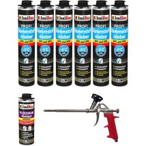 Isolbau - Adhésif d'isolation Mousse adhésive 6 x 750 ml Adhésif de périmètre eps xps haute qualité - avec 1 nettoyant et 1 pistolet