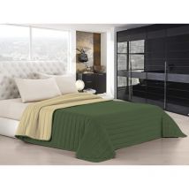 Elegant Trapuntino Estivo, Microfibra, Verde Scuro/Panna, 1 Piazza e Mezza, 220x270cm - Italian Bed Linen