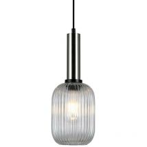 Italux - Antiola - Lampadario moderno a sospensione nichel satinato 1 luce con paralume trasparente, attacco E27