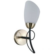 Cristina - Applique Stilizzata Nero, Bronzo Antico 1 Luce con Paralume Bianco, E27 - Italux