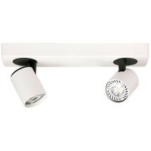 Elvira - Faretti Moderni Bianco, Nero 2 Luci con Alluminio, Paralume Bianco, GU10 - Italux