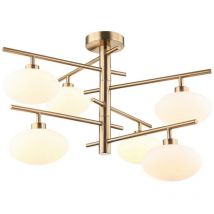 Italux - Fiorenzo - Lampada a sospensione moderna in ottone a 6 luci con paralume bianco, G9