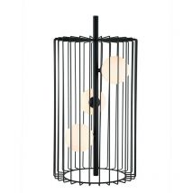 Hayden - Lampada da tavolo moderna nera a 3 luci con paralume nero e bianco, G9 - Italux