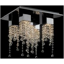 Italux - Larix - Plafoniera a filo classica cromata a 5 luci con paralume in cristallo, GU10