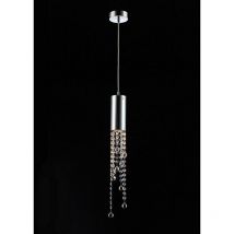 Italux Larix - Sospensione classica a sospensione cromata 1 luce con paralume in cristallo, GU10