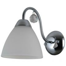 Lugano - Applique Stilizzata Cromo, Bianco 1 Luce con Paralume Bianco, E27 - Italux