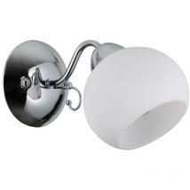 Masseri - Applique Stilizzata Cromo, Bianco 1 Luce con Paralume Bianco, E27 - Italux
