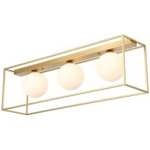 Mediamo - Plafoniera moderna a filo dorata a 3 luci con paralume bianco, G9 - Italux