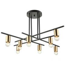 Normani - Plafoniera a filo industriale e retrò Bronzo, Nero 8 luci, E27 - Italux