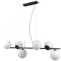 Raddi - Modern Hanging Pendant Black 6 Light with White Shade, G9 - Italux