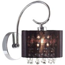 Span - Applique Nera 1 Luce con Paralume Cristallo, attacco E14 - Italux