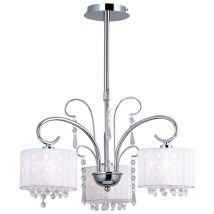 Span - Sospensione Sospensione Fissa Cromo 3 Luci con Paralume Cristallo, E14 - Italux