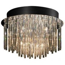 Spillo - Plafoniera classica a filo Cromo 10 luci con paralume in cristallo G4 - Italux