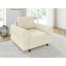 Ivar - Sessel mit Braun Holzfüßen im skandinavischen Stil aus Beige Chenille-Stoff