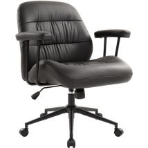Iwmh Bürostuhl, Ergonomisch Drehstuhl Mit Abnehmbarer Armlehnen, Höhenverstellbar Pu-leder Stuhl Für Schreibtisch Schminktisch Homeoffice - Schwarz