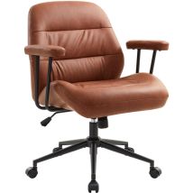 Iwmh Bürostuhl, Ergonomisch Drehstuhl Mit Abnehmbarer Armlehnen, Höhenverstellbar Pu-leder Stuhl Für Schreibtisch Schminktisch Homeoffice - Braun