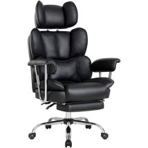Iwmh Chaise De Bureau À Dossier Grand Avec Coussin Lombaire, Chaise De Direction Avec Repose-pieds Extensible Et Accoudoirs, Fauteuil Ergonomique Avec