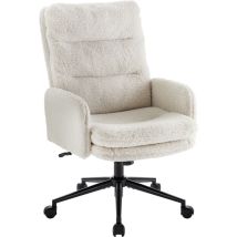 Iwmh Chaise De Bureau, Fauteuil De Bureau À Roulettes Réglable En Hauteur, Chaise De Coiffeuse Avec Roulettes Et Accoudoirs - Blanc