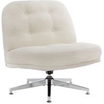 Iwmh - Chaise de Bureau, Fauteuil de Bureau épaisse sans Accoudoirs, Siege Pivotante, Chaise en Velours Côtelé pour Chambre, Salon, Coiffeuse - Blanc