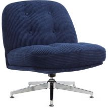 Iwmh - Chaise de Bureau, Fauteuil de Bureau épaisse sans Accoudoirs, Siege Pivotante, Chaise en Velours Côtelé pour Chambre, Salon, Coiffeuse - Bleu
