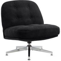 Iwmh - Chaise de Bureau, Fauteuil de Bureau épaisse sans Accoudoirs, Siege Pivotante, Chaise en Velours Côtelé pour Chambre, Salon, Coiffeuse - Noir