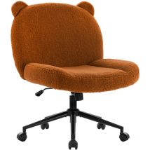 Iwmh - Chaise de bureau sans accoudoir avec roulettes, Chaise d'ordinateur ergonomique à jambes croisées, Siège large et réglable en hauteur (Marron)