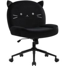 Iwmh - Chaise de bureau sans accoudoir avec roulettes, Chaise d'ordinateur ergonomique à jambes croisées, Siège large et réglable en hauteur (Noir)