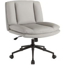 Iwmh - Chaise de Bureau sans Accoudoirs avec Roulettes, Cuir pu Chaise de Maquillage Pivotante Réglable, Chaise d'ordinateur ergonomique pour la