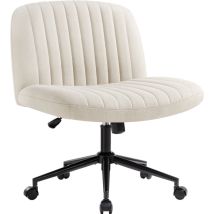 Chaise De Bureau Sans Accoudoirs – Chaise Pivotante Réglable En Hauteur – Dossier Ergonomique Et Assise Moelleuse – Pour Bureau Et Chambre – Beige – 