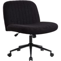 Chaise De Bureau Sans Accoudoirs – Chaise Pivotante Réglable En Hauteur – Dossier Ergonomique – Tissu Pelucheux Noir – Roulettes Antidérapantes – 