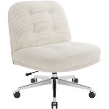Iwmh Dick Bürostuhl, Cordstoff Drehstuhl Ohne Armlehnen, Höhenverstellbar Stuhl Für Schlafzimmer, Wohnzimmer, Frisiertisch - Weiß