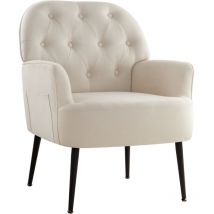Iwmh Einzelsessel, Lesesessel Mit Armlehnen, Retro Lounge Cocktailsessel, Sessel Mit Metallbeinen - Leinen - Beige
