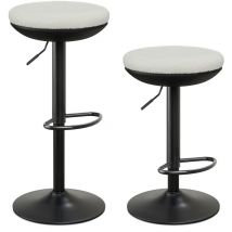 Iwmh - Lot de 2 Tabourets de Bar, Tabouret de Bar Rond Sans Dossier à Hauteur Réglables, Convient aux Cuisines, Restaurants, Bars et Cafés - Blanc