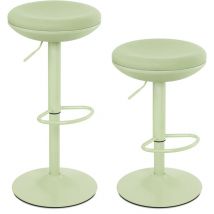 Iwmh - Lot de 2 Tabourets de Bar, Tabouret de Bar Rond Sans Dossier à Hauteur Réglables, Convient aux Cuisines, Restaurants, Bars et Cafés - Vert