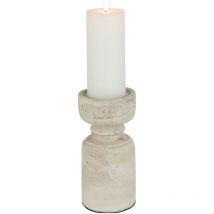 Bougeoir en terre cuite coloris beige effet vieilli H28cm