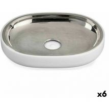 Jabonera plateado acero inoxidable blanco plástico 9,5 x 2,5 x 13 cm (6 unidades)