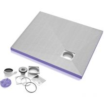 Jackon Insulation - Jackon Plato de ducha alicatable Aqua descentrado 1200x1200x40 mm con sifón horizontal (4512095 + 4512007)