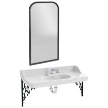 Jacob Delafon - Cléo 1889 Pack lavabo de pared 3 orificios + espejo + mezclador de cruceta cromado + sifón cromado