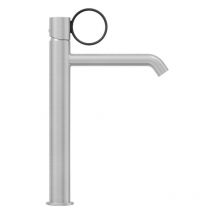 Jacob Delafon - Mezclador alto para lavabo Vivienne en cromo cepillado con aro negro mate