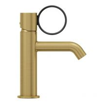 Mezclador bajo de lavabo Vivienne de latón cepillado con aro negro mate - Jacob Delafon