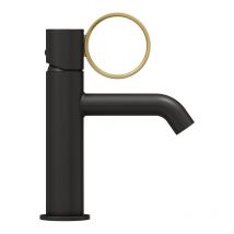Jacob Delafon - Mezclador bajo de lavabo Vivienne negro mate con aro de latón cepillado