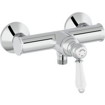 Jacob Delafon - Miscelatore Doccia A Parete Louise - Meccanico - Design Retrò, Manico In Ceramica - Risparmio D'Acqua - 21,5 X 16,70 X 17 Cm - 