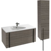 Jacob Delafon - Mueble bajo lavabo 100 cm Nouvelle Vague roble laminado + columna versión recta