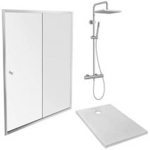 Receveur douche Jacob Delafon Ipso 120 x 90 cm + paroi coulissante niche + colonne douche Brigitte