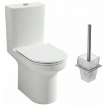 Pack wc au sol blanc sans bride Elite avec abattant extraplat fermeture douce avec porte-balai moderne - Jacob Delafon