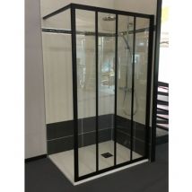 Jacuzzi - Paroi fixe Loft Classic avec barre murale 120 cm, profilé noir mat et verre traité anticalcaire