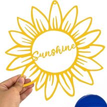 Jade cisaillement de tournesol en métal avec Sunshine logo Wall Decor, Home chambre à coucher salon decor